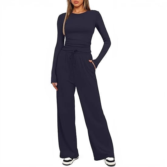 Long Sleeve Solid Color Women Casual Suits