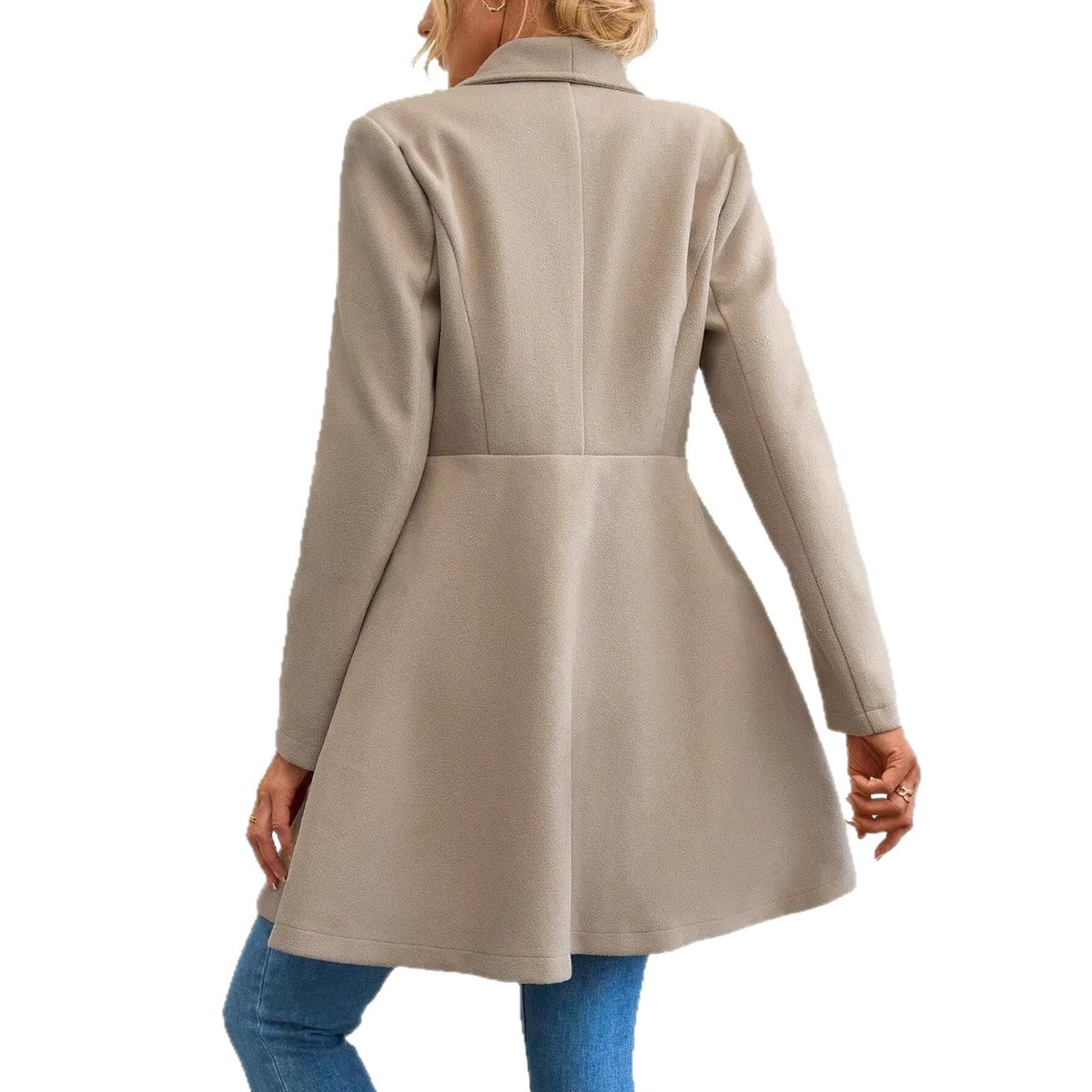 Women's Mid-Length Lapel Woolen Coat