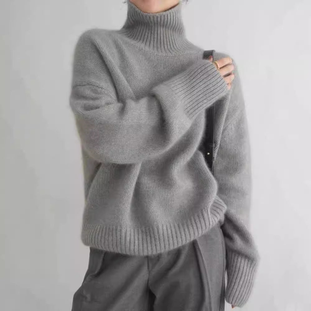 Loose Turtleneck Knit Pullover Sweater
