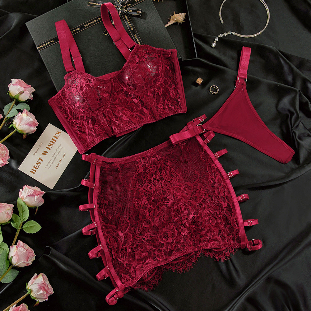 Embroidered Mesh Underwear Set