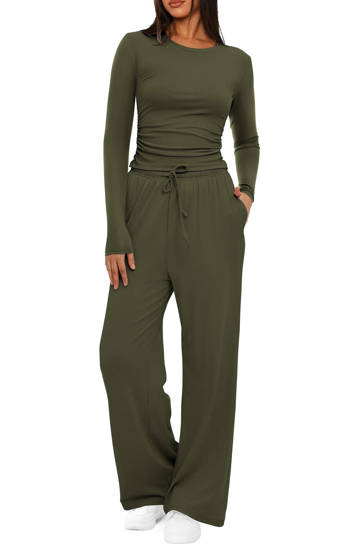 Long Sleeve Solid Color Women Casual Suits