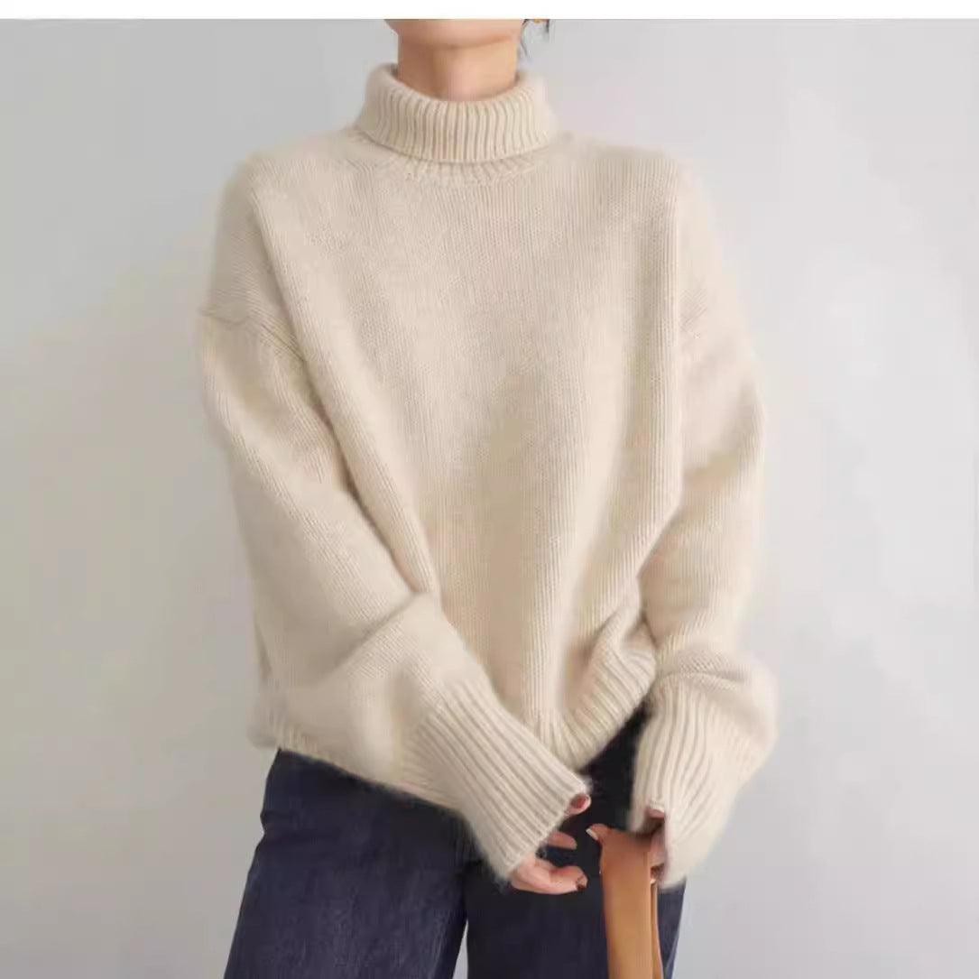 Loose Turtleneck Knit Pullover Sweater
