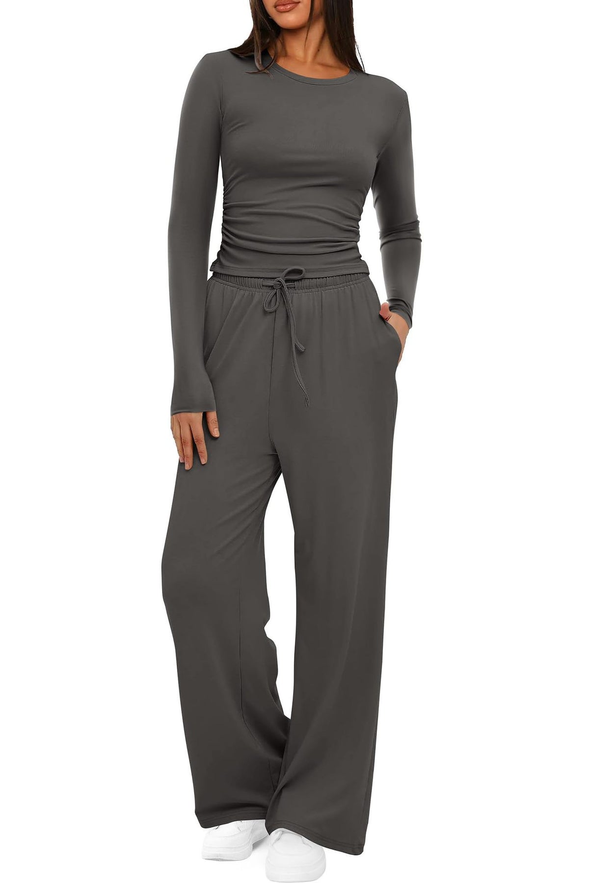 Long Sleeve Solid Color Women Casual Suits