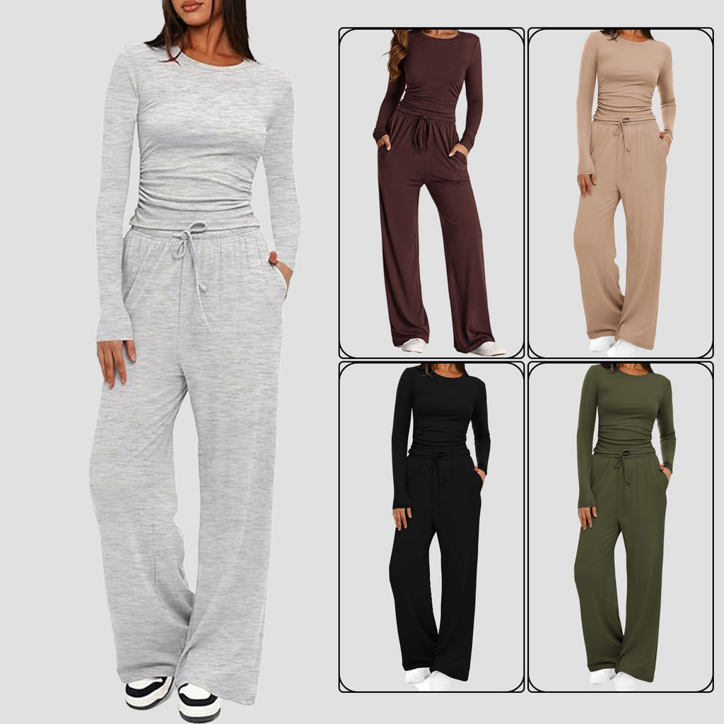 Long Sleeve Solid Color Women Casual Suits
