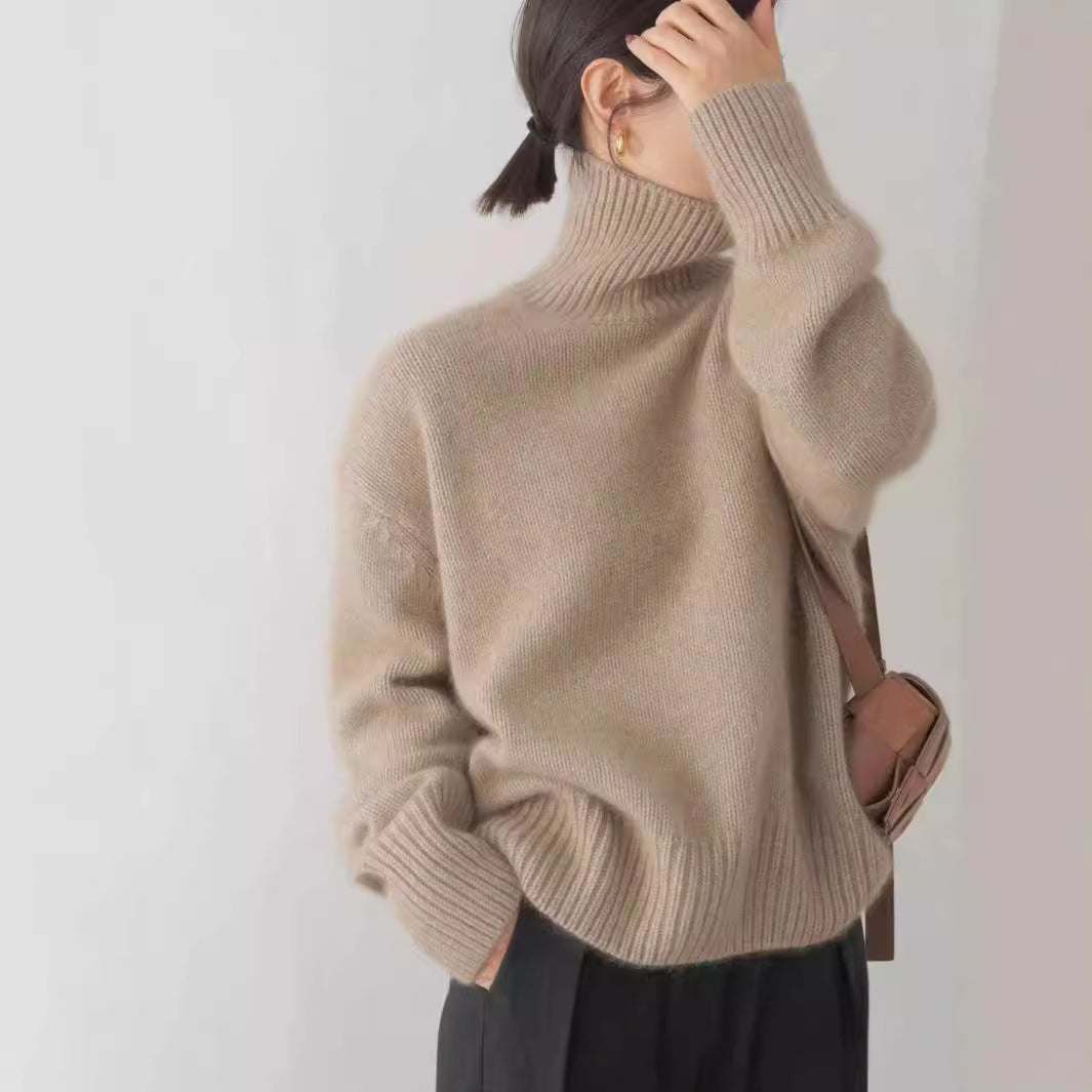 Loose Turtleneck Knit Pullover Sweater