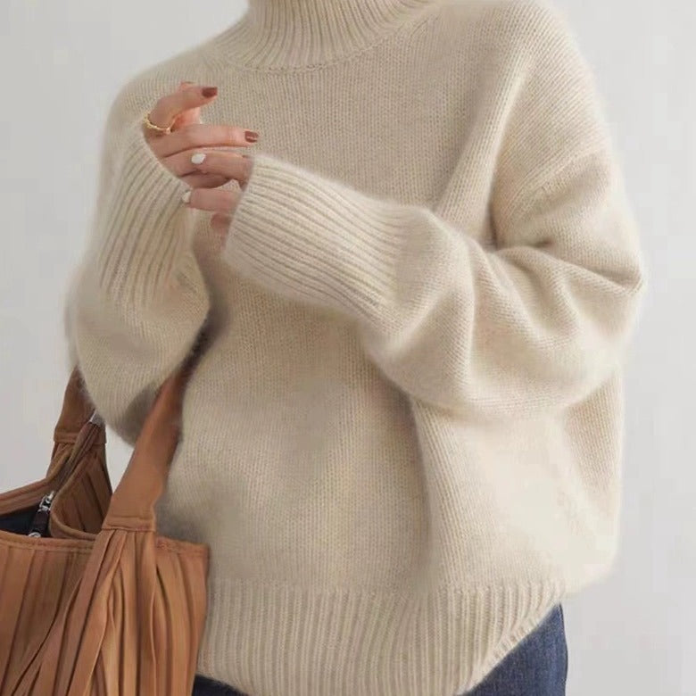 Loose Turtleneck Knit Pullover Sweater