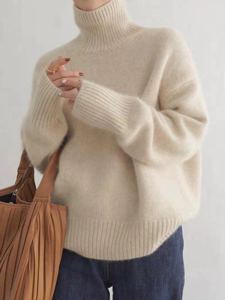 Loose Turtleneck Knit Pullover Sweater