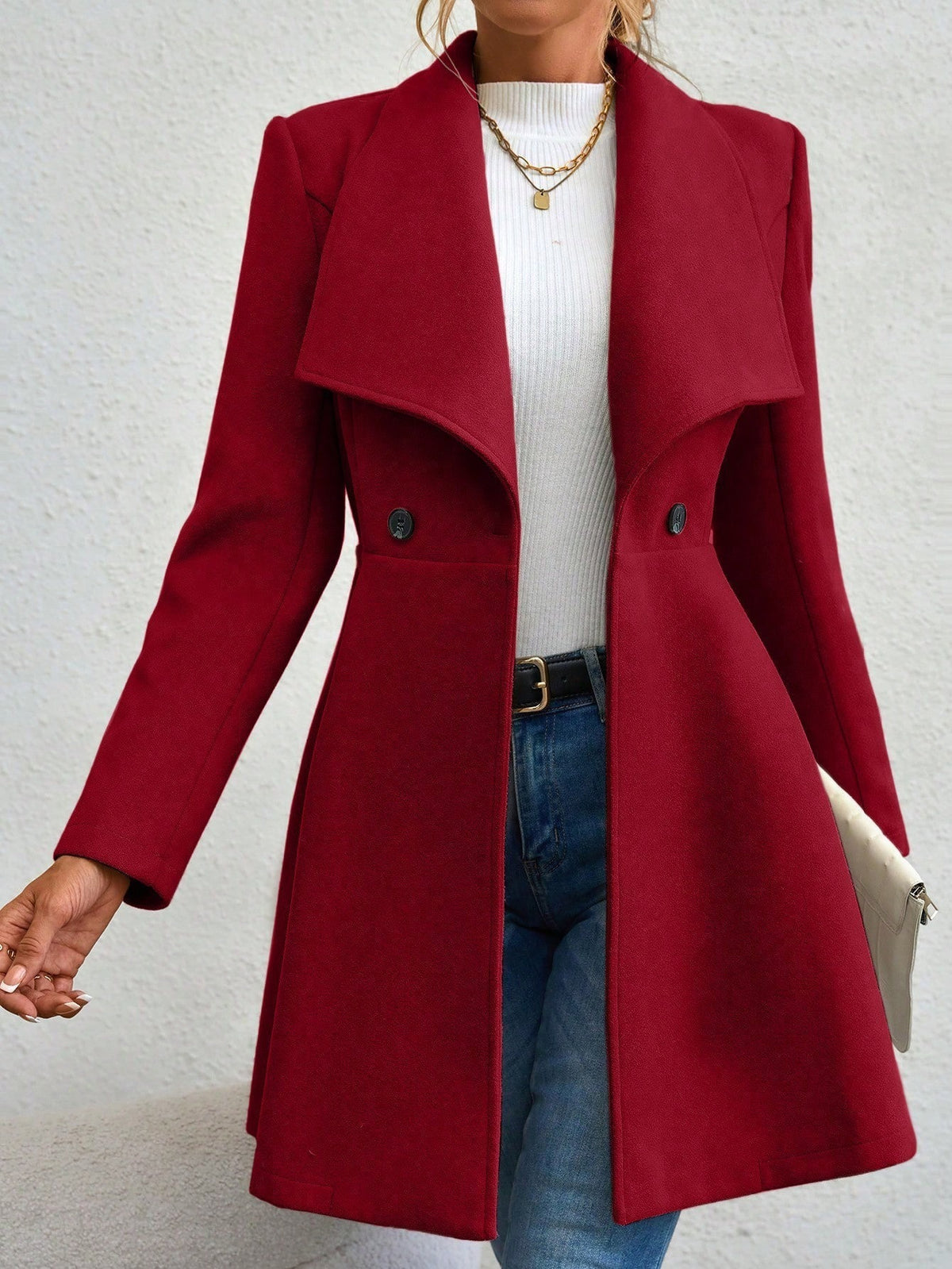 Women's Mid-Length Lapel Woolen Coat