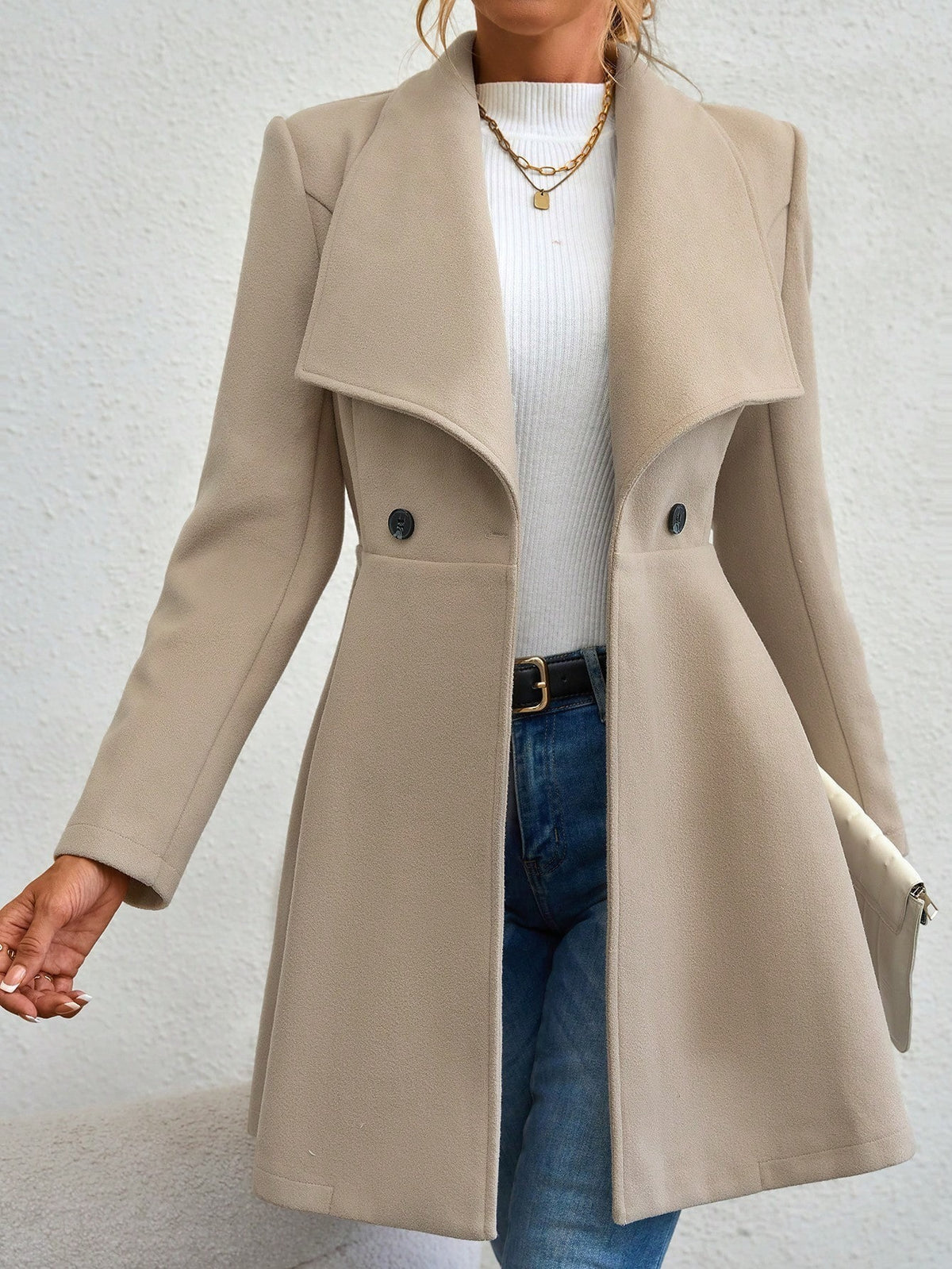 Women's Mid-Length Lapel Woolen Coat