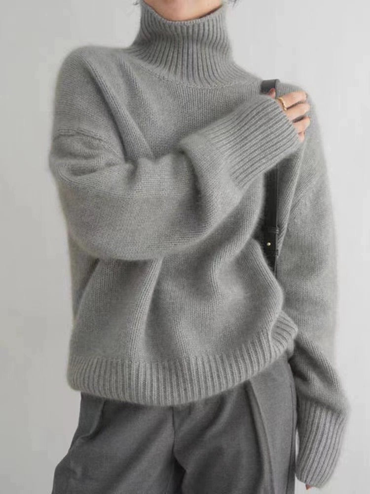 Loose Turtleneck Knit Pullover Sweater
