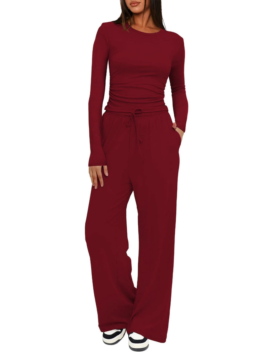 Long Sleeve Solid Color Women Casual Suits