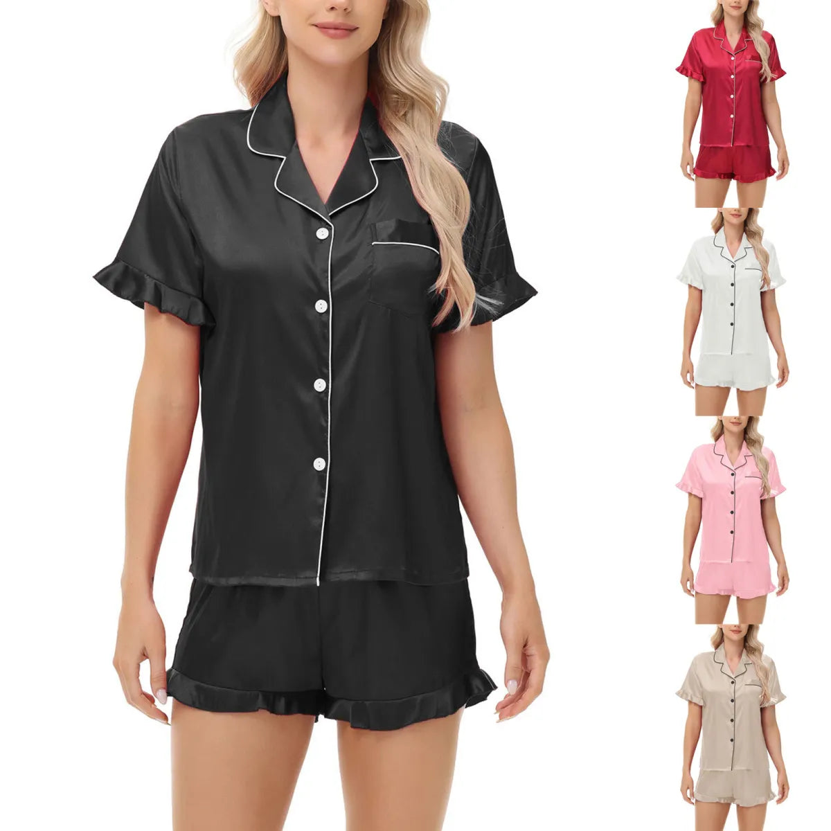 Ruffle-Trim Pyjama Short Set
