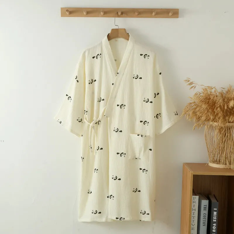 Panda-Print Kimono Robe