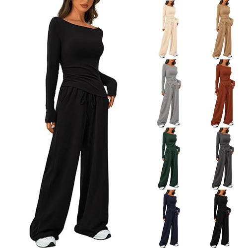 Asymmetric Top & Wide-Leg Trouser Set