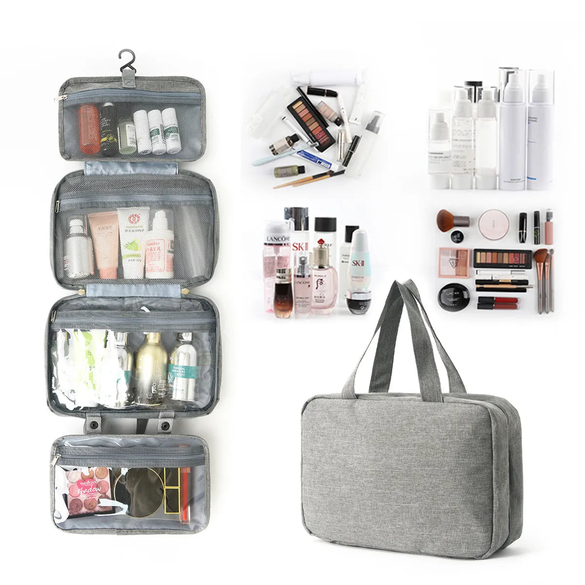 Hanging travel beauty organiser