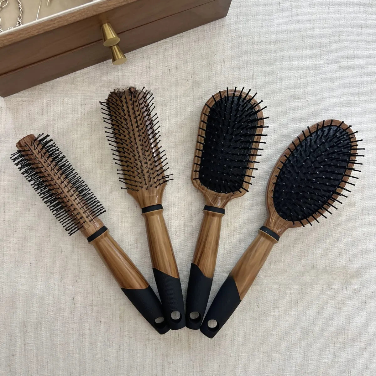Wood-Grain Cushion Hairbrush