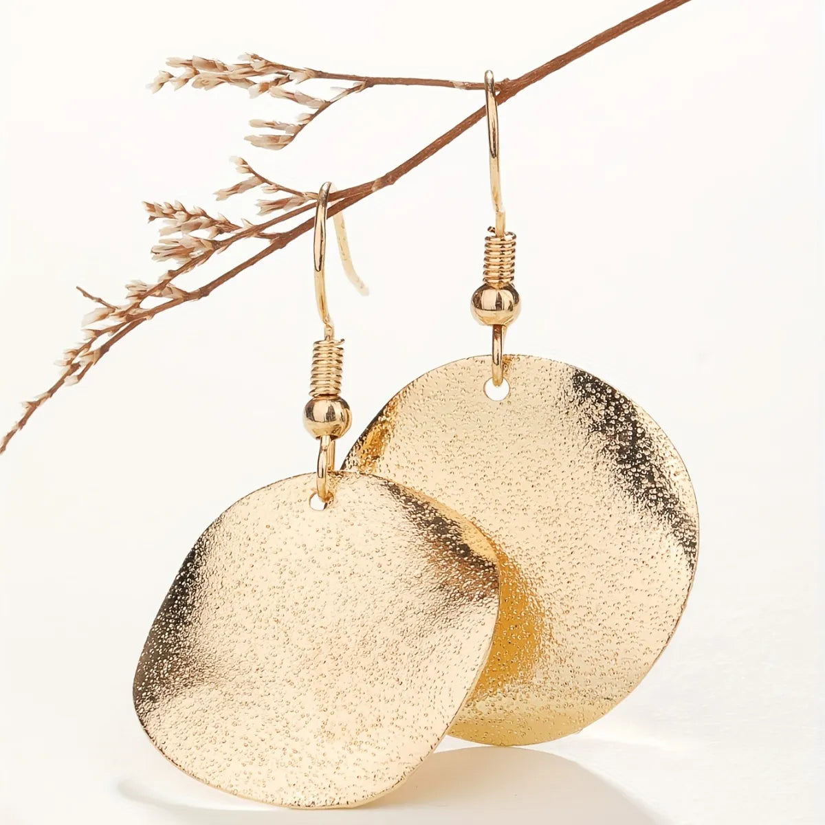Frosted Coin Drop Earrings